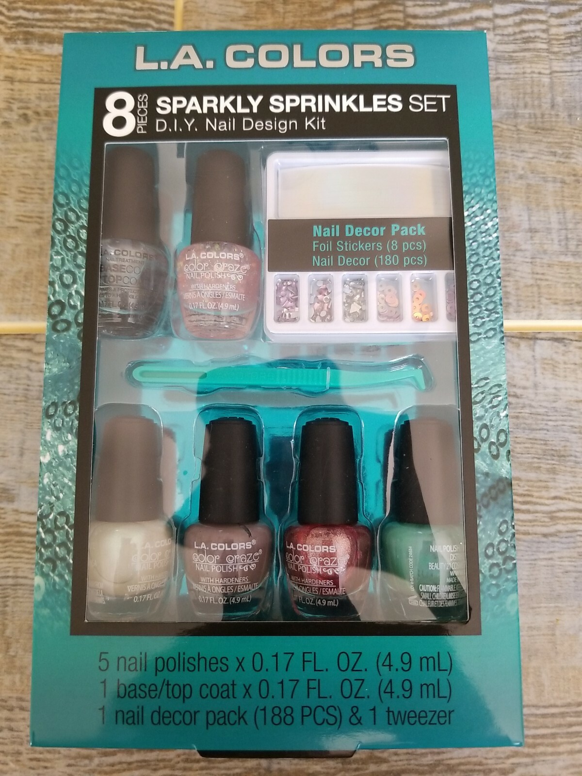 NEW L.A. Colors Sparkly Sprinkles Set DIY Nail Design Kit 8 pieces