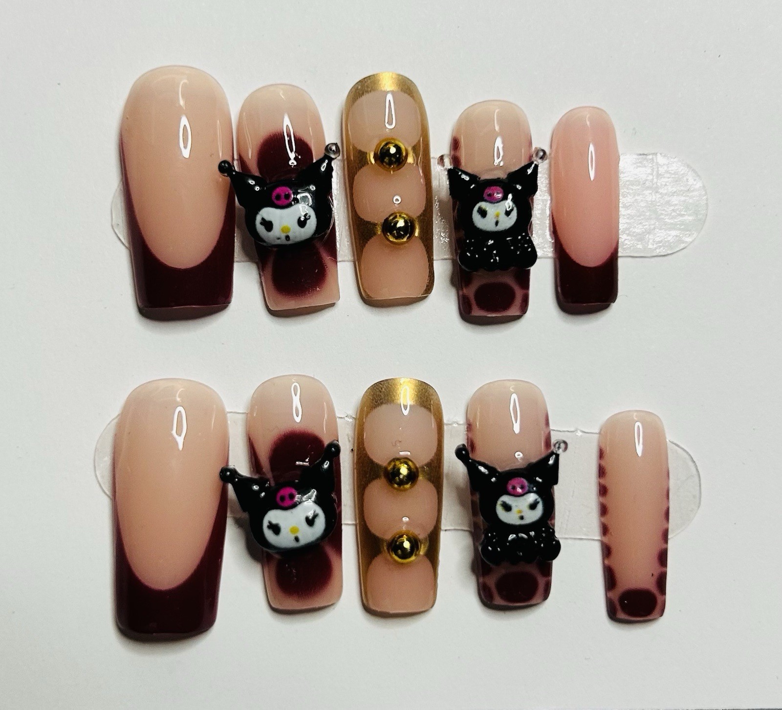 Lot of 2 Square Sanrio Hk10pc Handmade Press-On Nails NEW size *small*