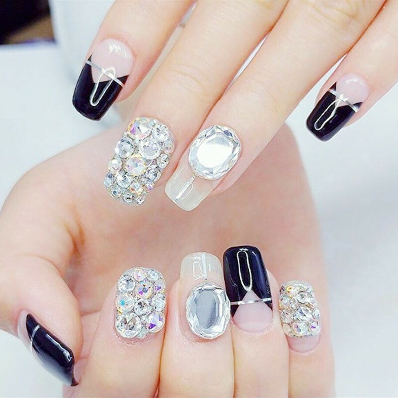 1440pcs Mixed SS4-SS20 Crystal Gold/Silver FlatBack Rhinestones Nail Art Decor