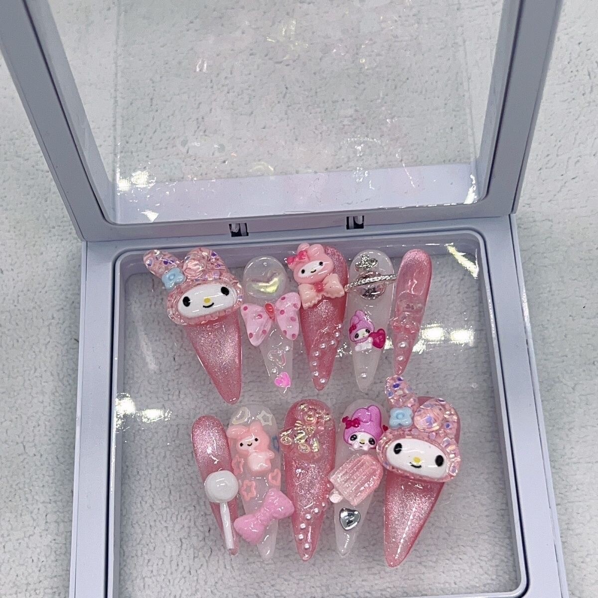 My Melody Bling Punk Y2K Handmade Artisan Press On Nails
