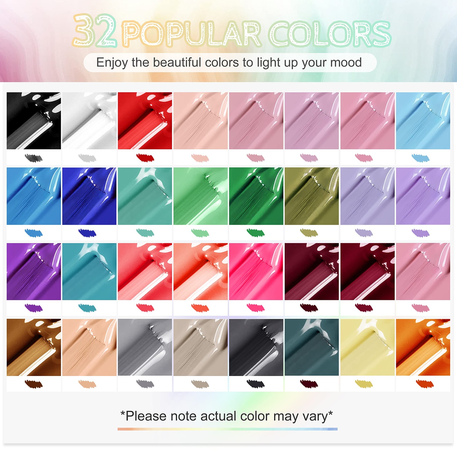 JODSONE 36 PCS Gel Nail Polish Set-32 Colors 0.17 Fl Oz (Pack of 36), B02