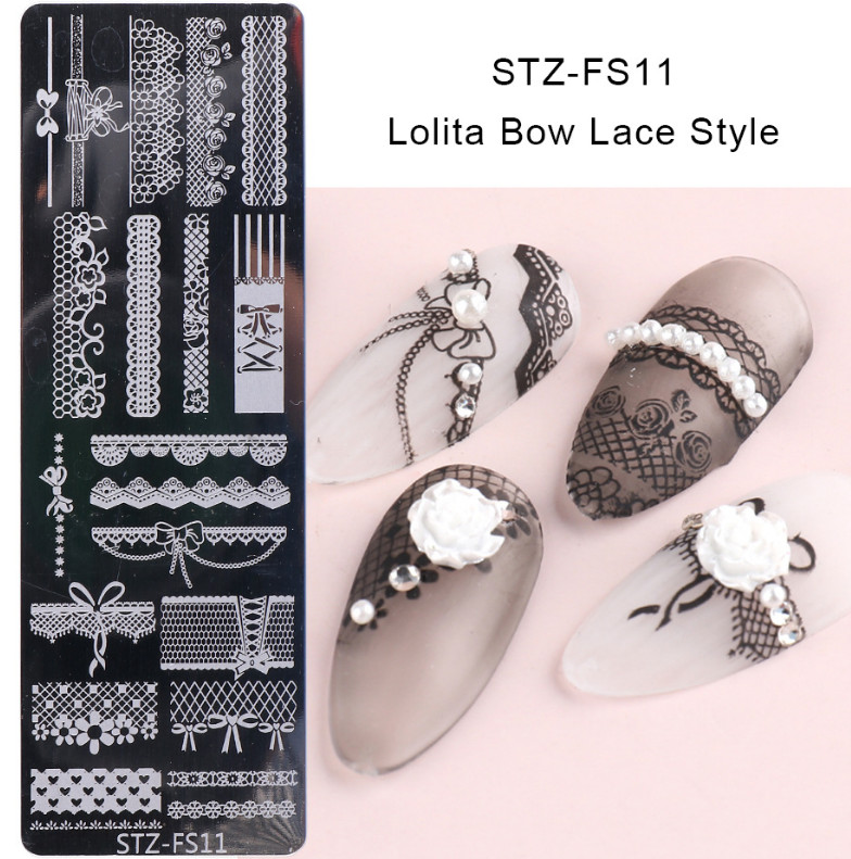 Leopard Bow Lace Snake Flowers Nail Art Stamping Manicure Template Image Plate