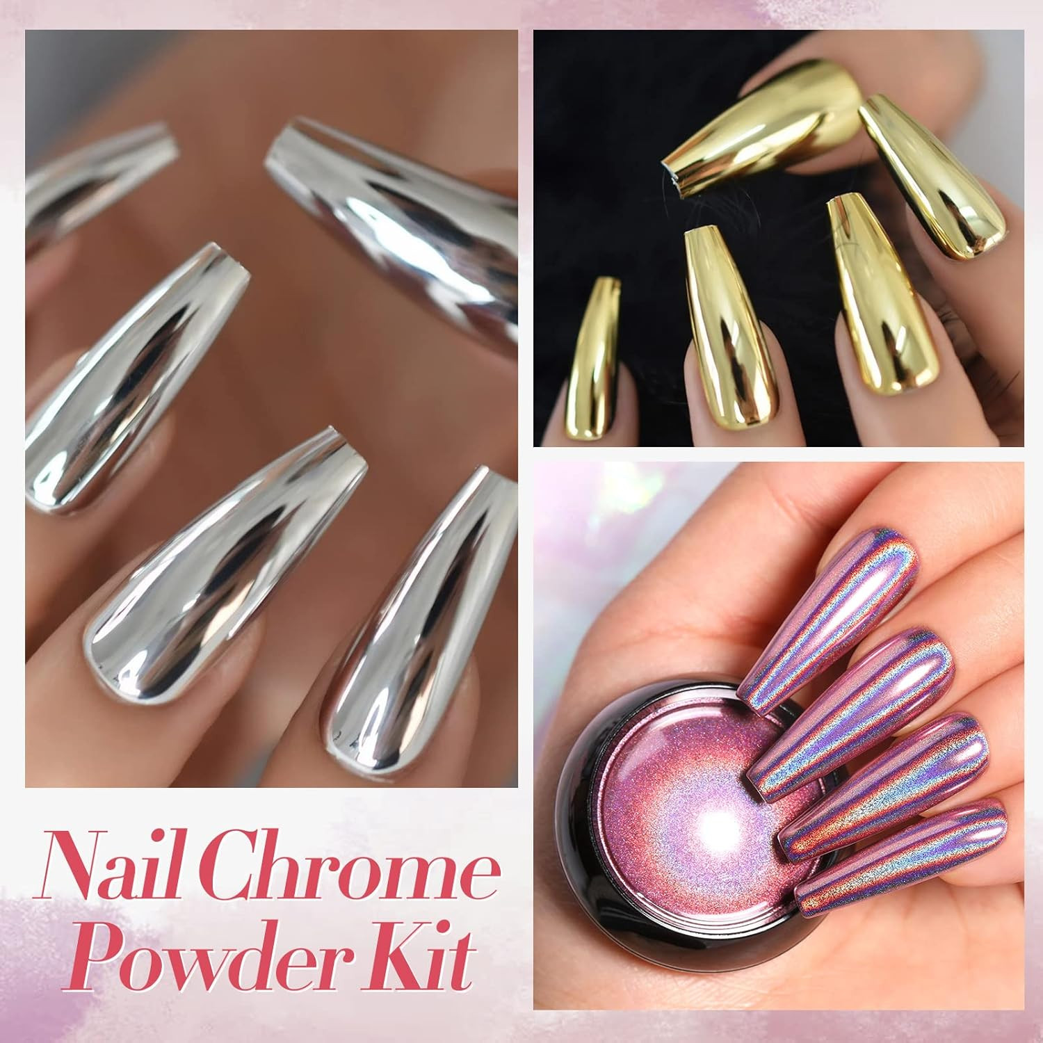 Chrome Nail Powder Metallic Mirror Powder Holographic Pigment | Powder Manicure