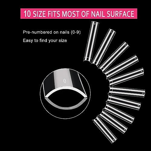 500Pcs No C Curve XXL Square Nail Tips- Acrylic Fake 500 Piece Assortment Clear
