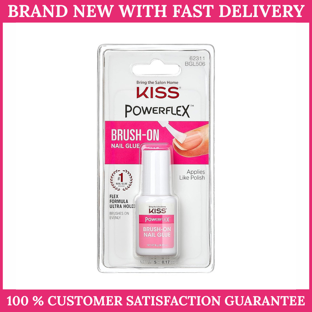 KISS PowerFlex Nail Glue Brush On Ultra Hold Fast Dry 0.17oz Press On Nails