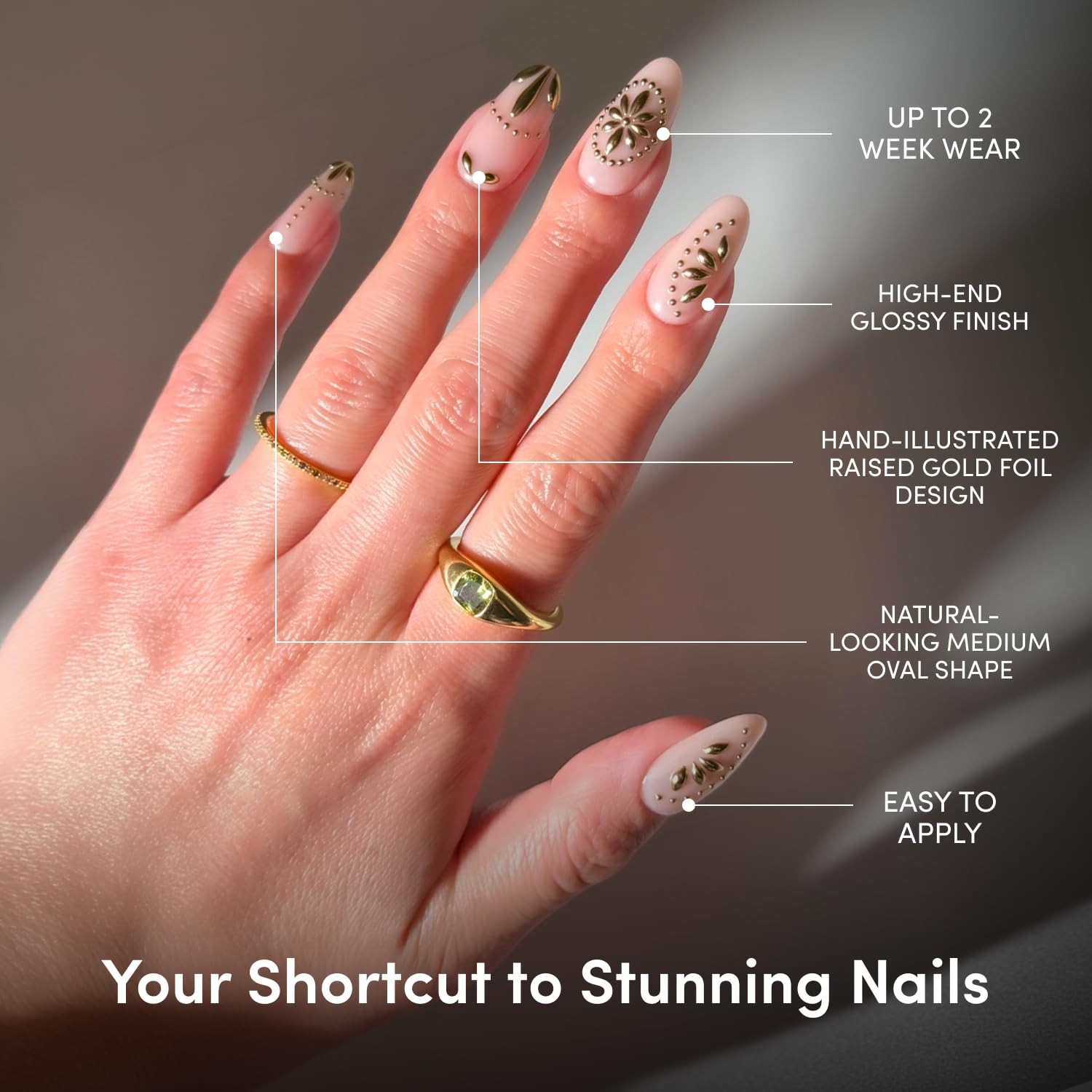 Glamnetic Press On Nails – Medium Oval, Glossy Fake Nails 30 Pc Full Kit