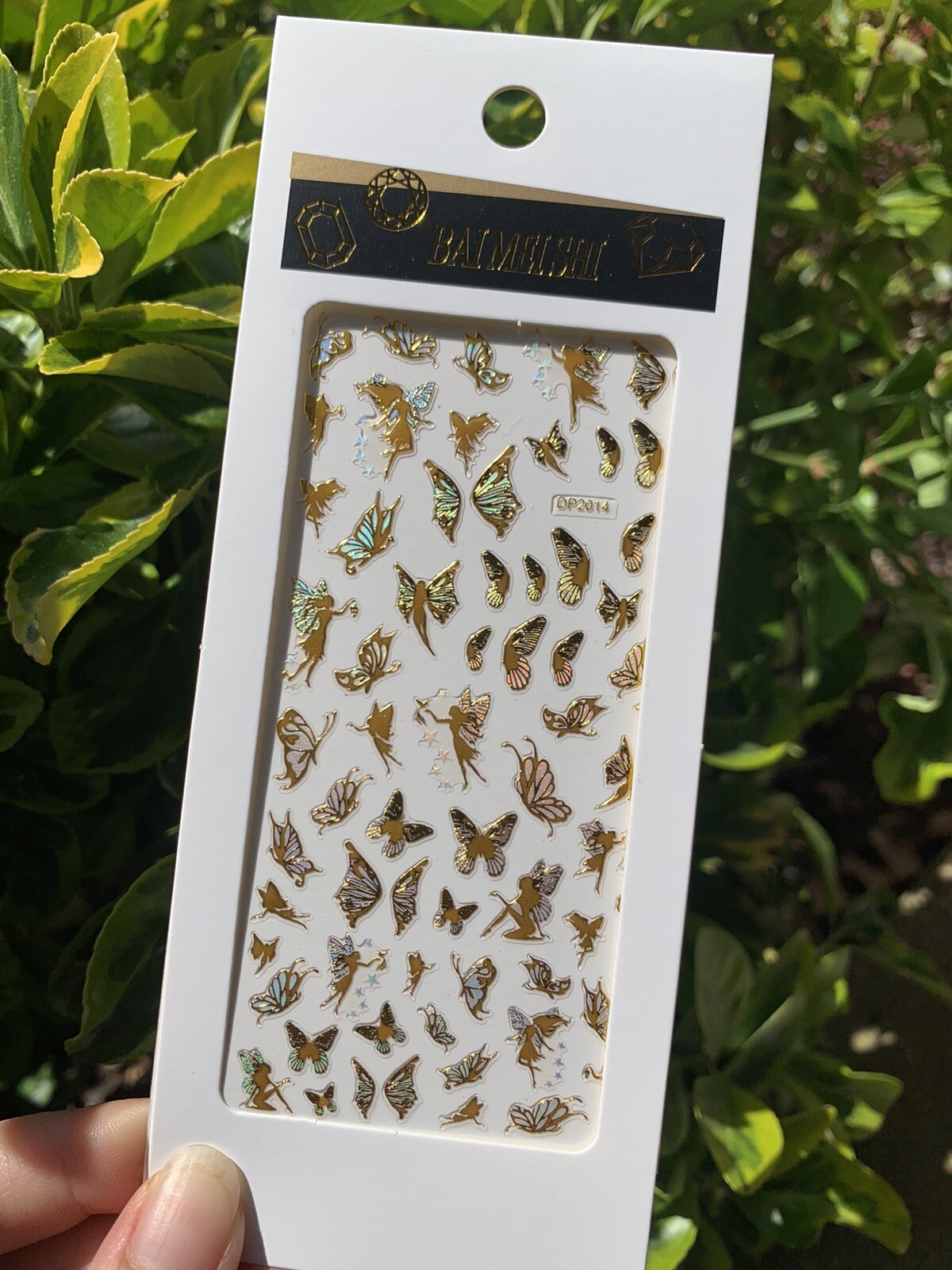 8 Sheets/Set Nail Art Sticker 3D Butterfly Gold Nail Decals Multiple Sizes