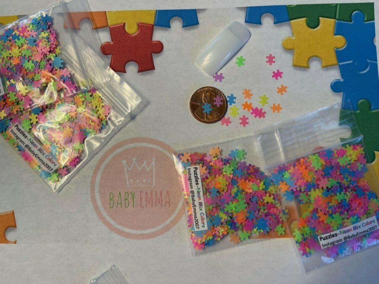 Solvent Resistant Puzzles Shaped (Neon Mixed) 5mm Glitter-Nail Art Acrylic Gel