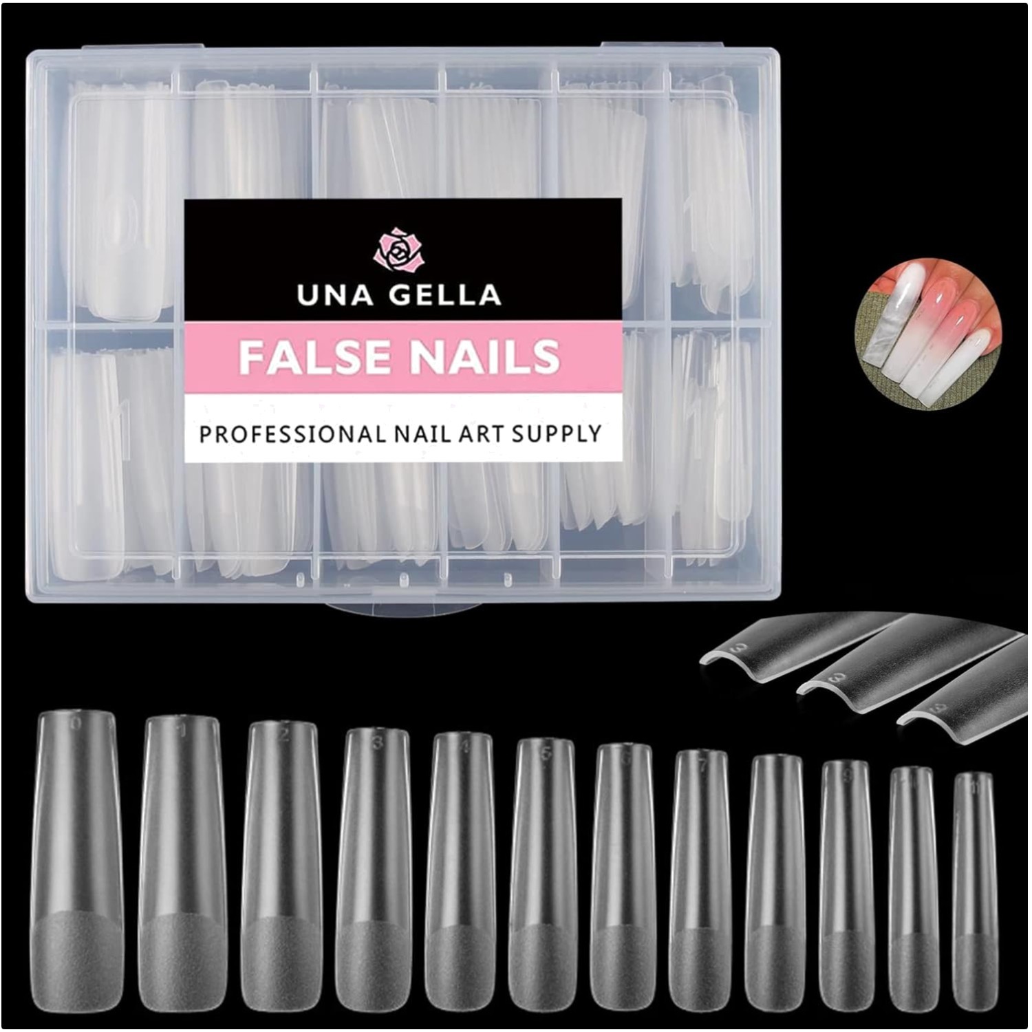216pcs XXL Extra Long Square Nail Tips – No File, Full Cover Matte Gel