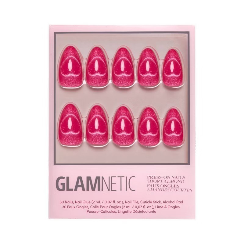 Glamnetic Fake Nails: Almond Shape, Velvet Finish, 30 Pieces