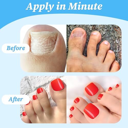 120pc Press on Toenails for Women Toe Press on Nails Short Fake Toe Nails Red
