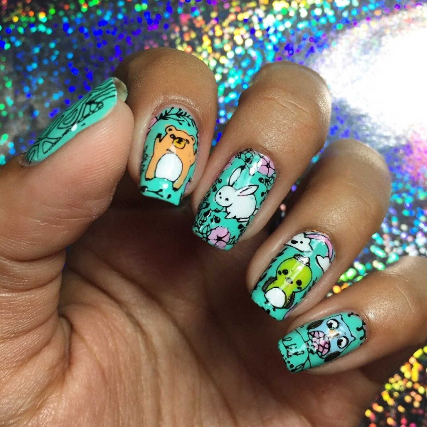 Forest Animal Pattern Nail Art Stamping Manicure Template Stencil Plate L018