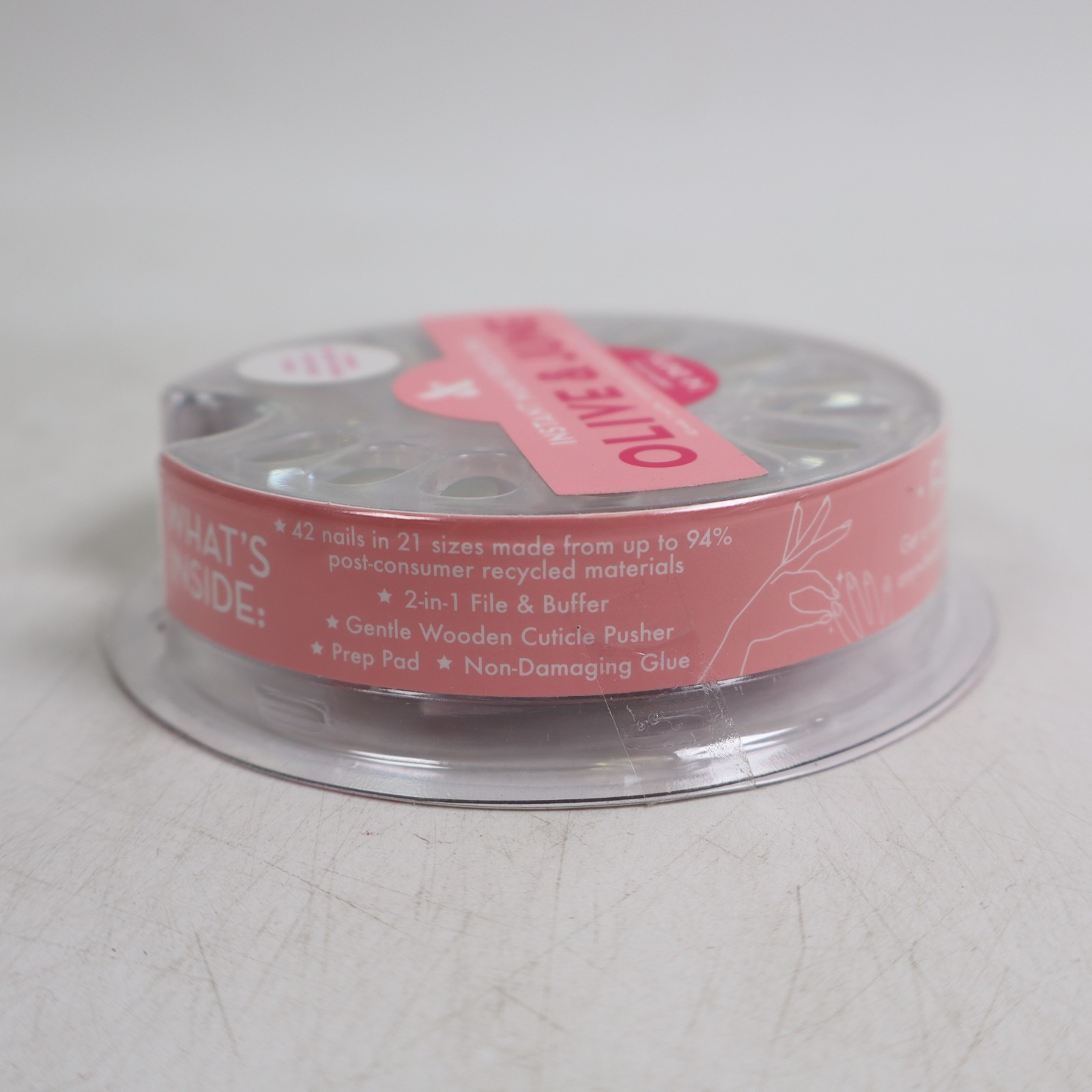 2 PACK Olive & June Press-On Fake Nails, XS Round, Sheer Lavender Shimmer, 42ct
