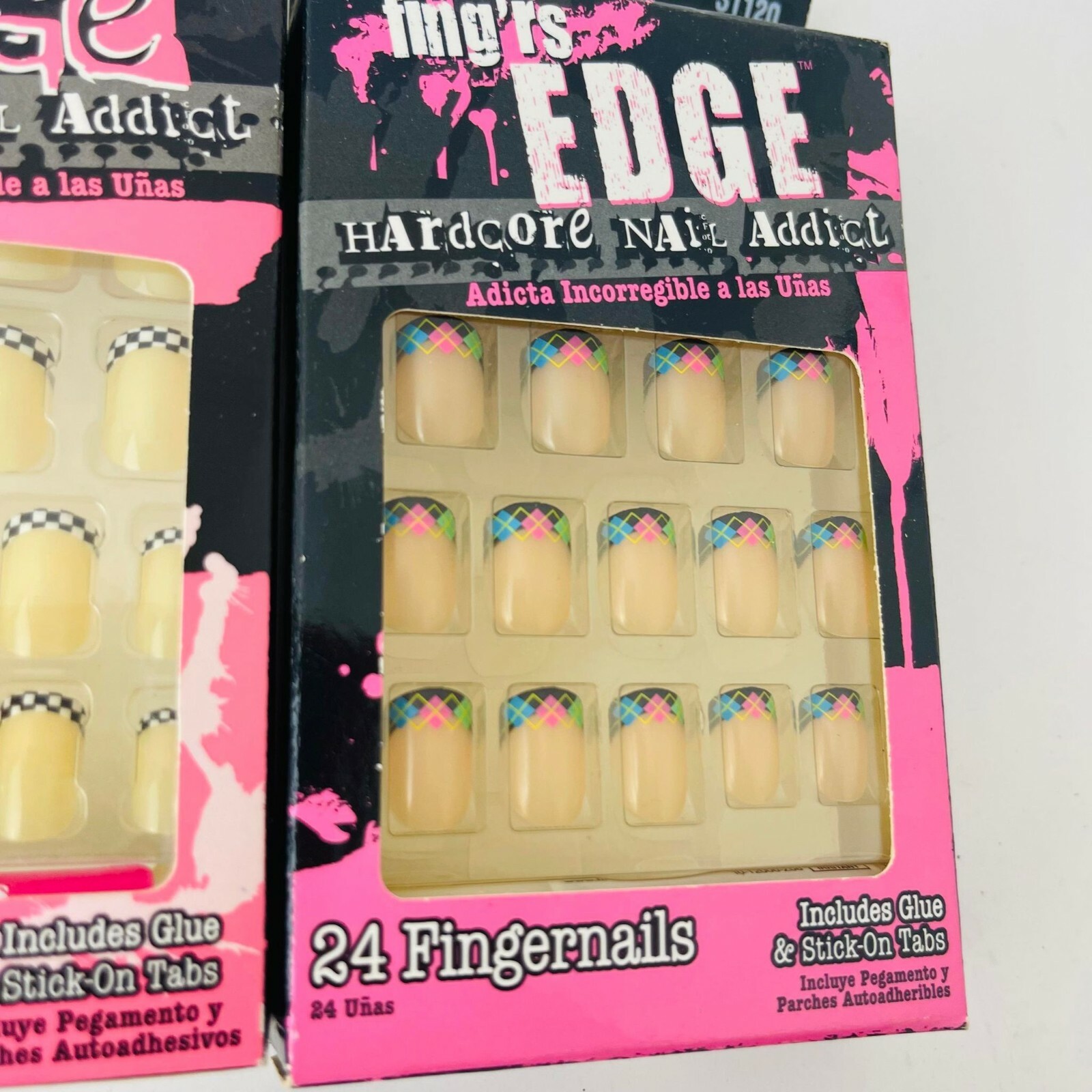 Lot of 3 Combo Fing’rs Edge HardCore Nails 24Nails Short With Glue 31120/31114