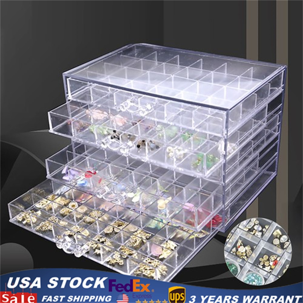 Earring Storage Box Organizer Acrylic Jewelry Storage Box Holder 5 Drawers.