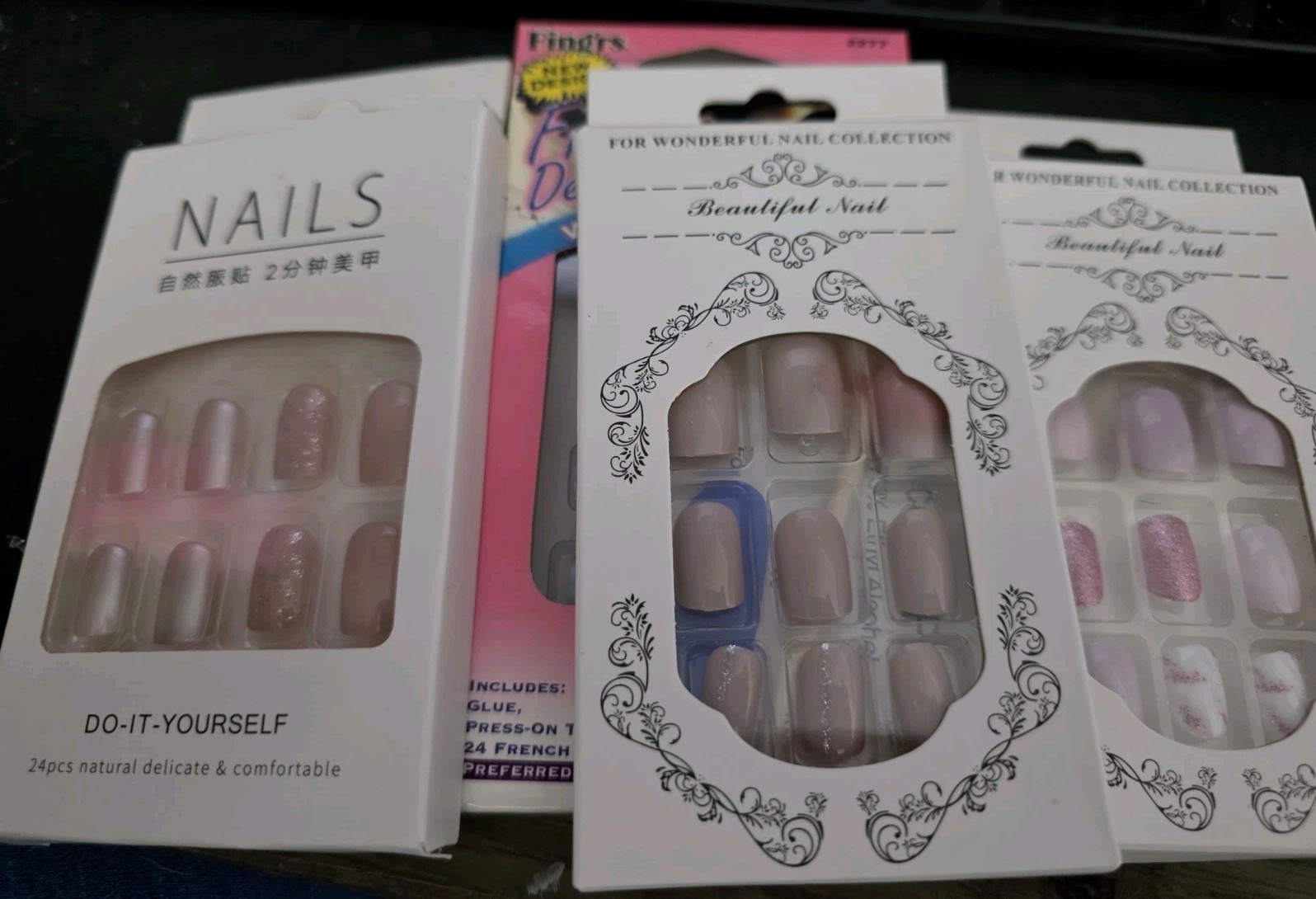Press On Nails Lot Of 4. French Tip. Sparkly. Random.DIY Nails