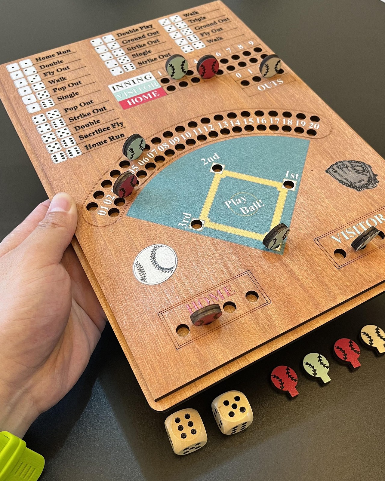 CBLKUS Baseball Dice Board Game,Fun Game with 12.0In X 8.5In