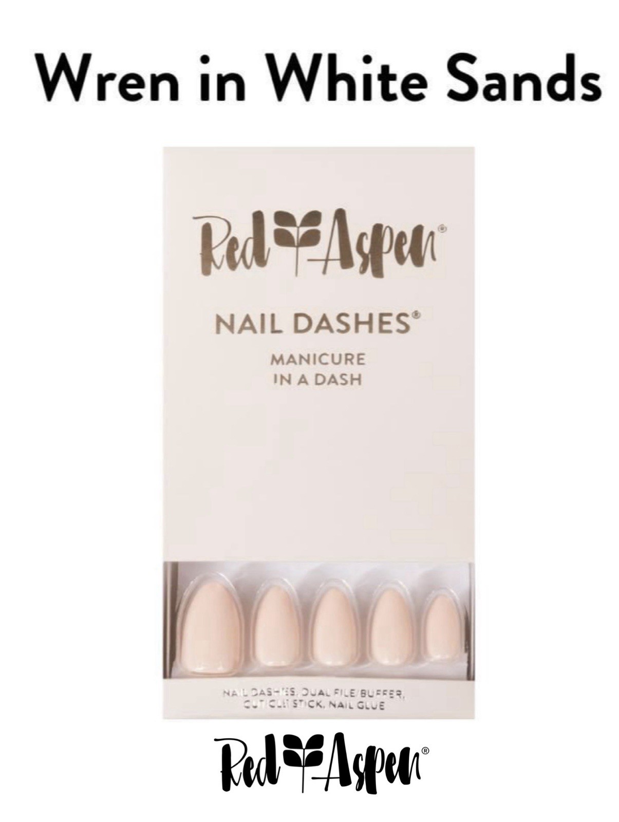Red Aspen Nail Dashes Wren In White Sands Medium Almond Shiny B6n