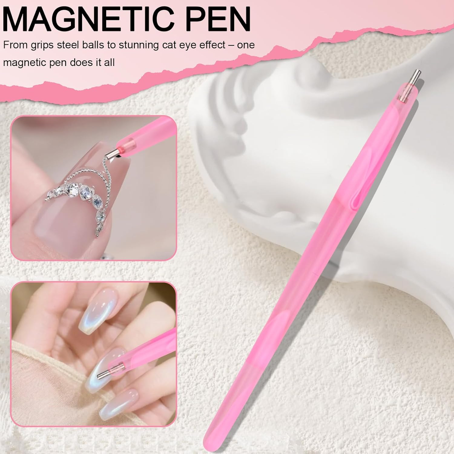 Nail Magnet Tool Set, 3 in 1 Heart Magnet for Cat Eye Gel Polish, 6 in 1 Cat Eye