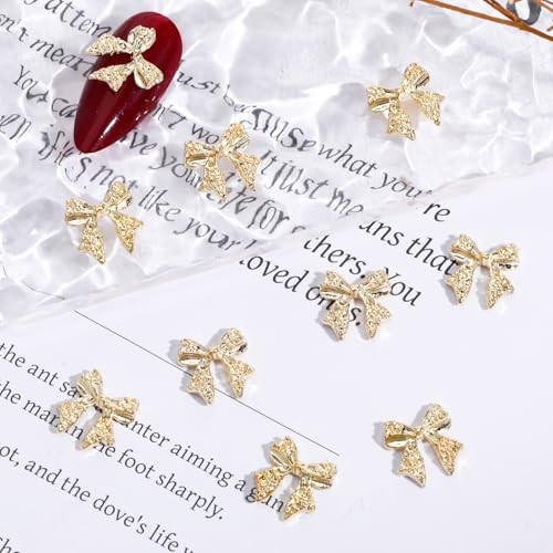 Pcs Gold Bow Nail Charms, 3D Alloy Nail Art Charms Plating Charm for Nails 20