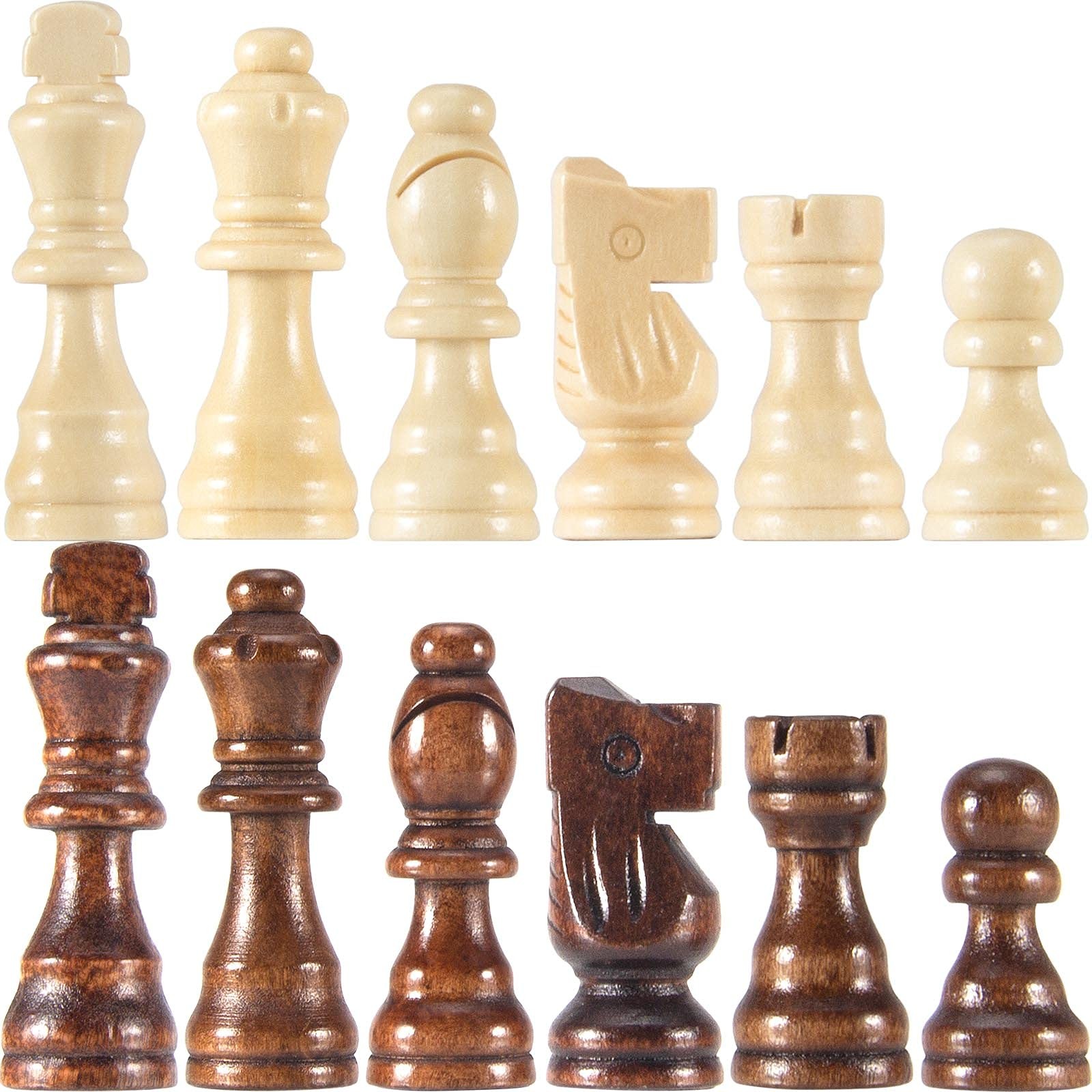 AMEROUS Wooden Chess Pieces Only, 32 Pieses / 3.05″ Medium, Bronze