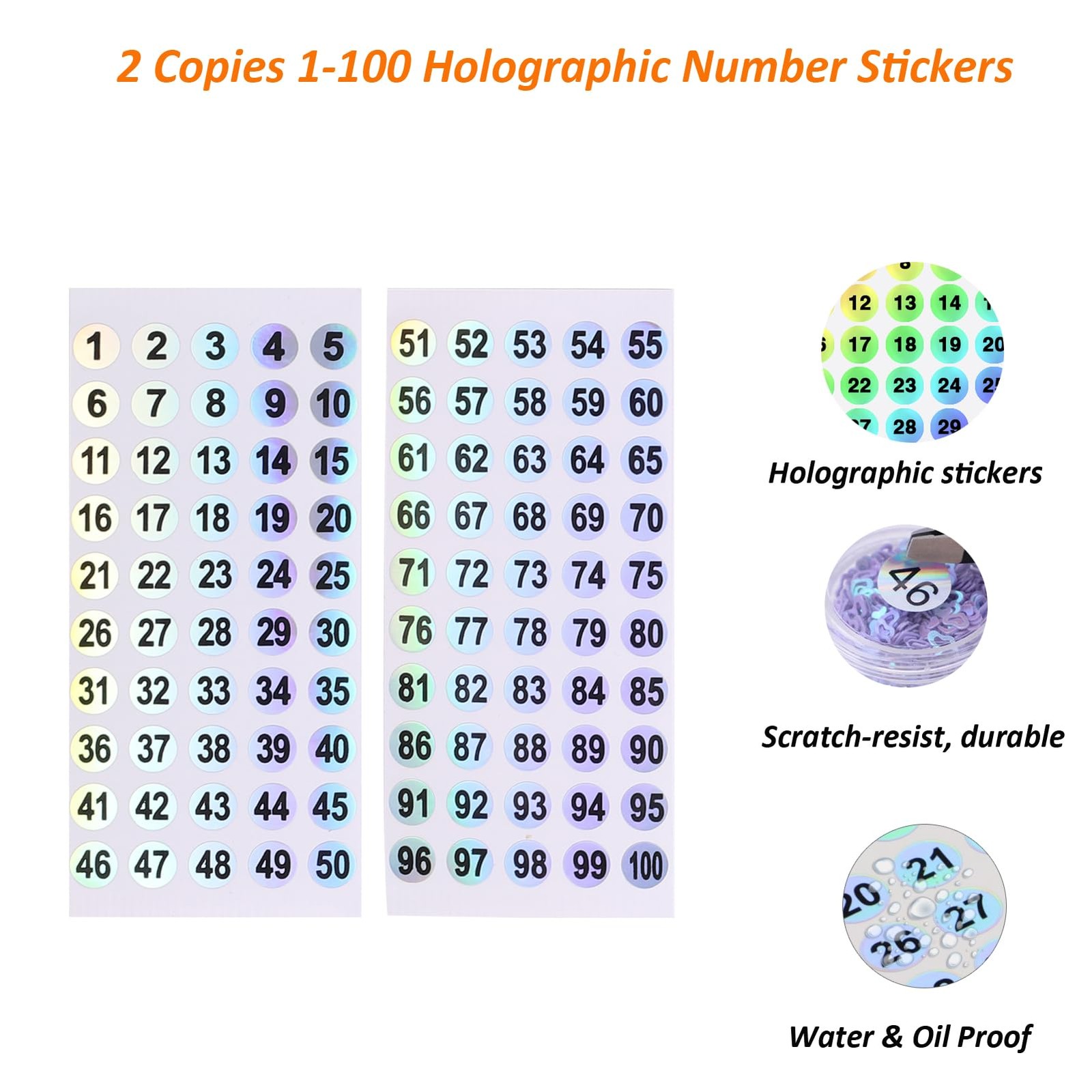 100PCS Fan-Shaped Nail Swatch Sticks with Holographic Number Stickers, Transp…