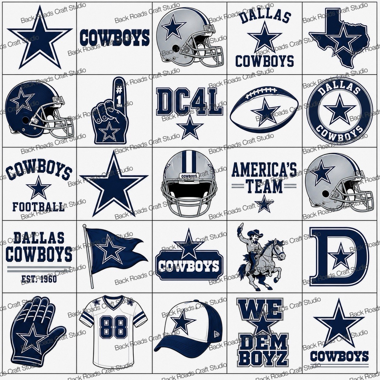 Dallas Cowboys Waterslide Nail Decals Set of 50 Instructions & Bonus JM