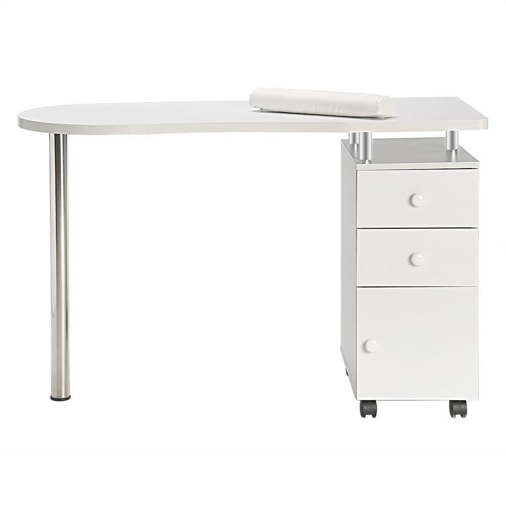 Manicure Nail Table Station Salon Mobile Wood Writing Desk with 2/3/4 Drawers