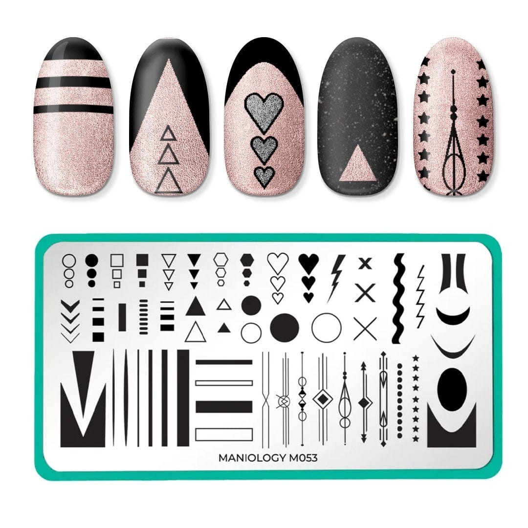 Maniology M053 Classique Love Your Accent Nail Stamp Plate Hearts Tribal Stripes