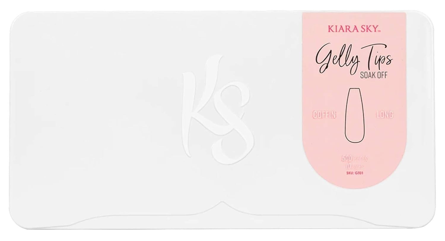 Gelly Tips: 500 Soft Gel Nail Extensions – 10 Sizes in Sculpted Coffin Long, Sky