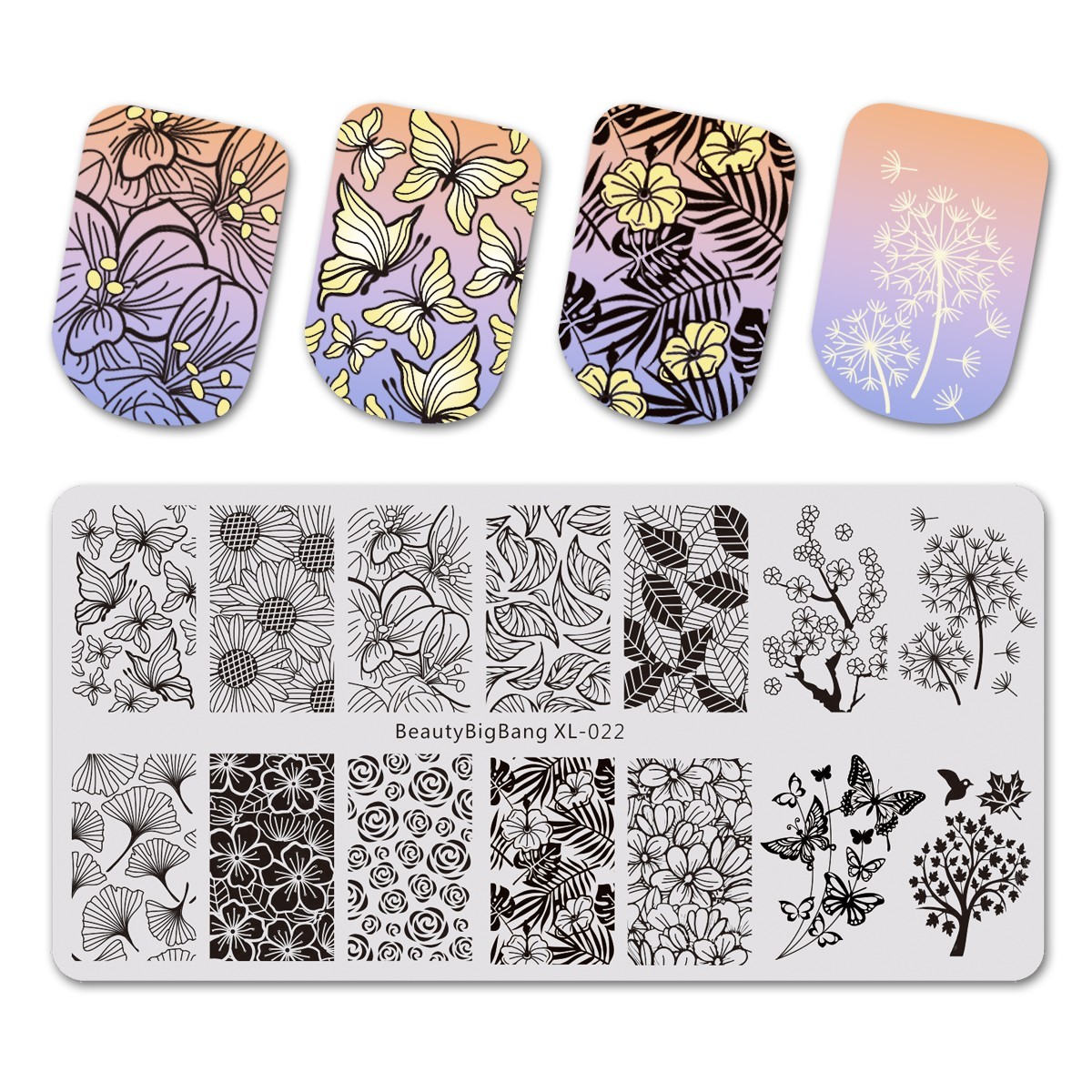 BeautyBigBang XL-022 Nail Stamp Plate Floral Flower Dandelion Fluff Wish HTF