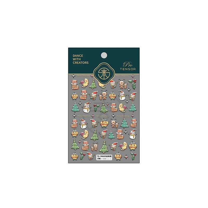 Hand Drawn Christmas Nail Stickers – Festive Character Designs (378)
