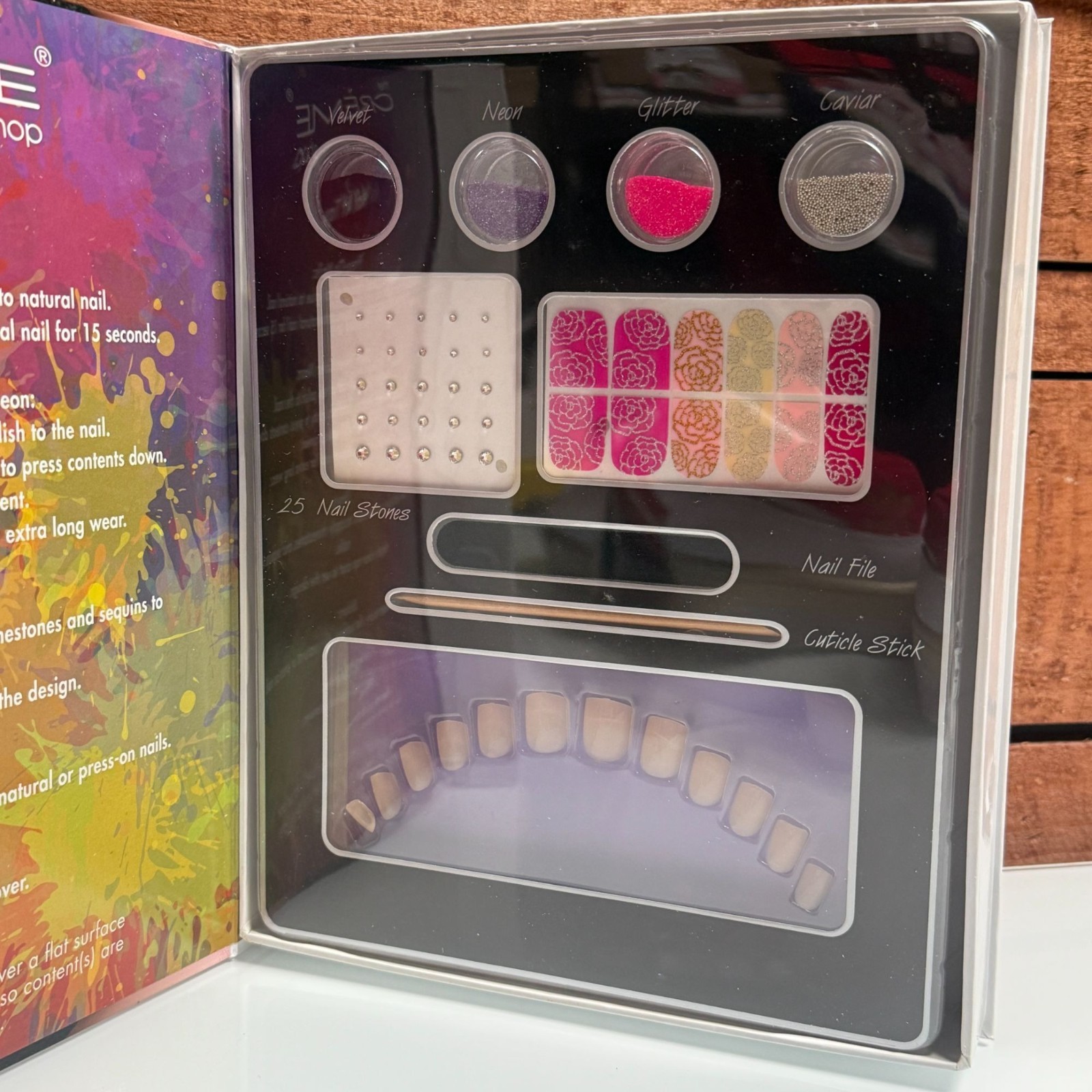 The Creme Shop Ultimate Nail Art Kit Press On Nails Glitter Neon Caviar Set Pro+