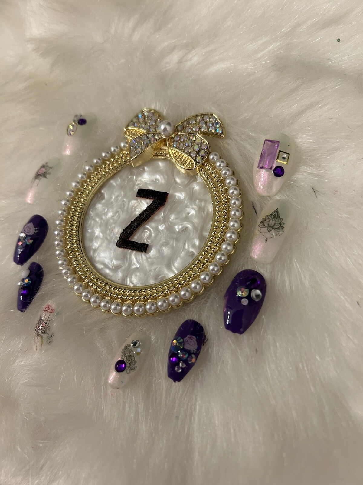Z NAILZ! Gorgeous Set Of Handmade Medium Almond purple Press On Nails
