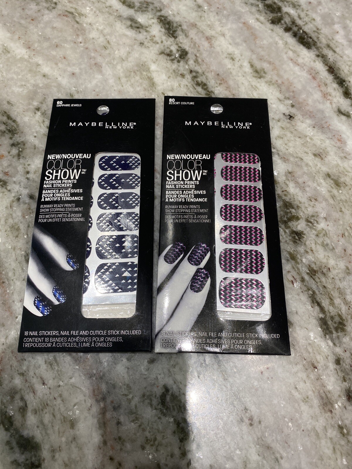 Maybelline Color Show Fashion Nail Stickers, 2 Pk Sapphire Jewels & Resort Coutu