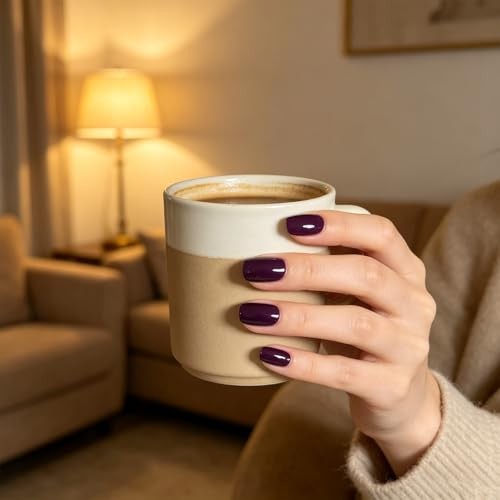 Elegant Purple Glossy Press On False Nails Short Squoval Fake Nails Daily 100C