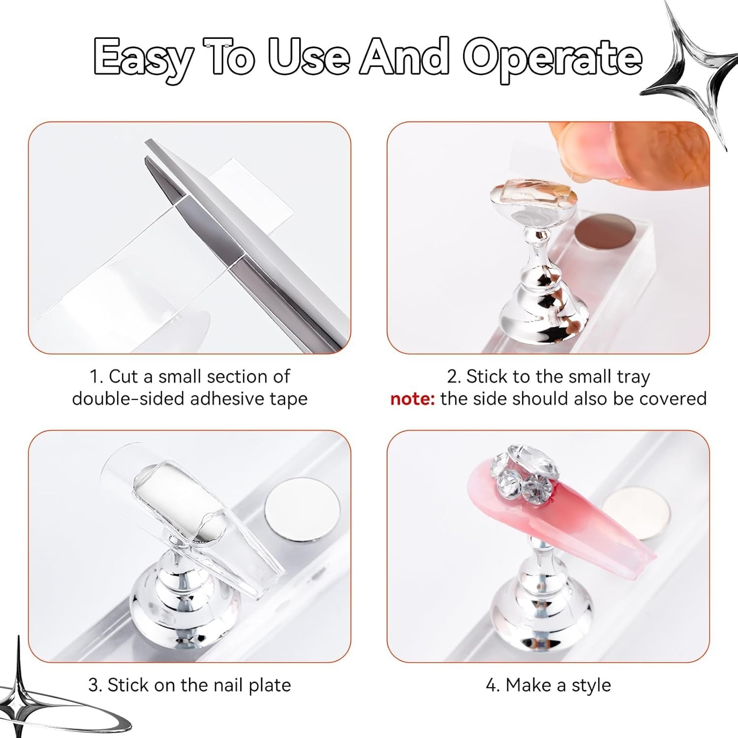 Beginner Friendly Acrylic Nail Art Holder with Magnetic Stability & Tape Support