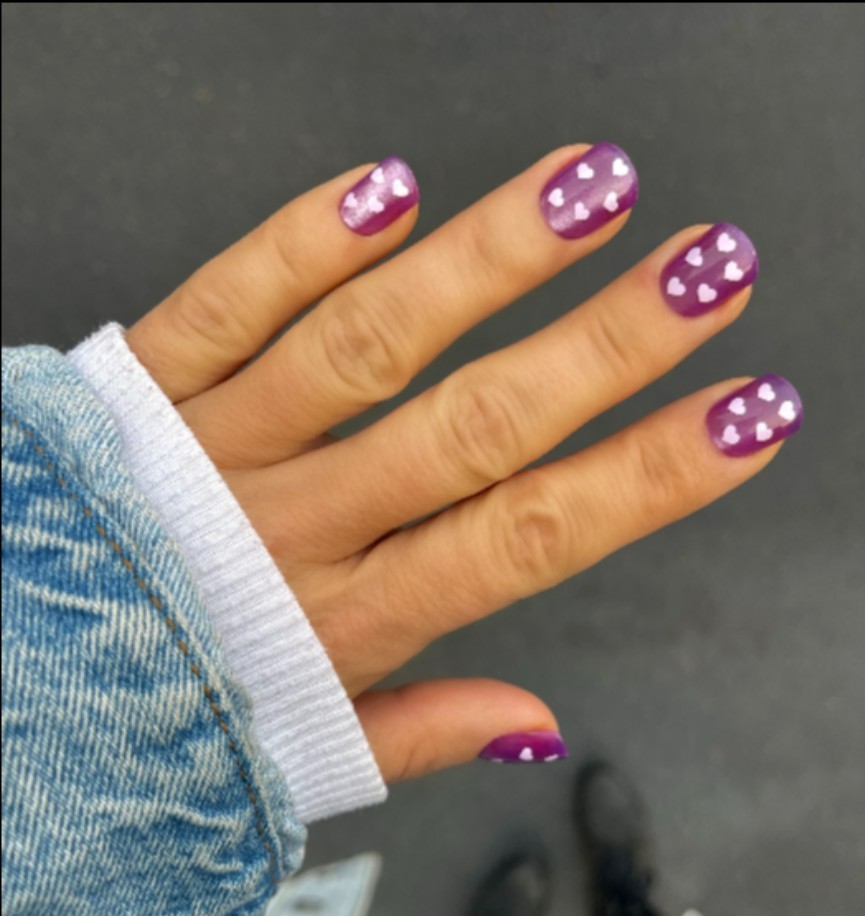 Red Aspen Press On Nails Short Square purple Luxury New Boxed set!! hearts