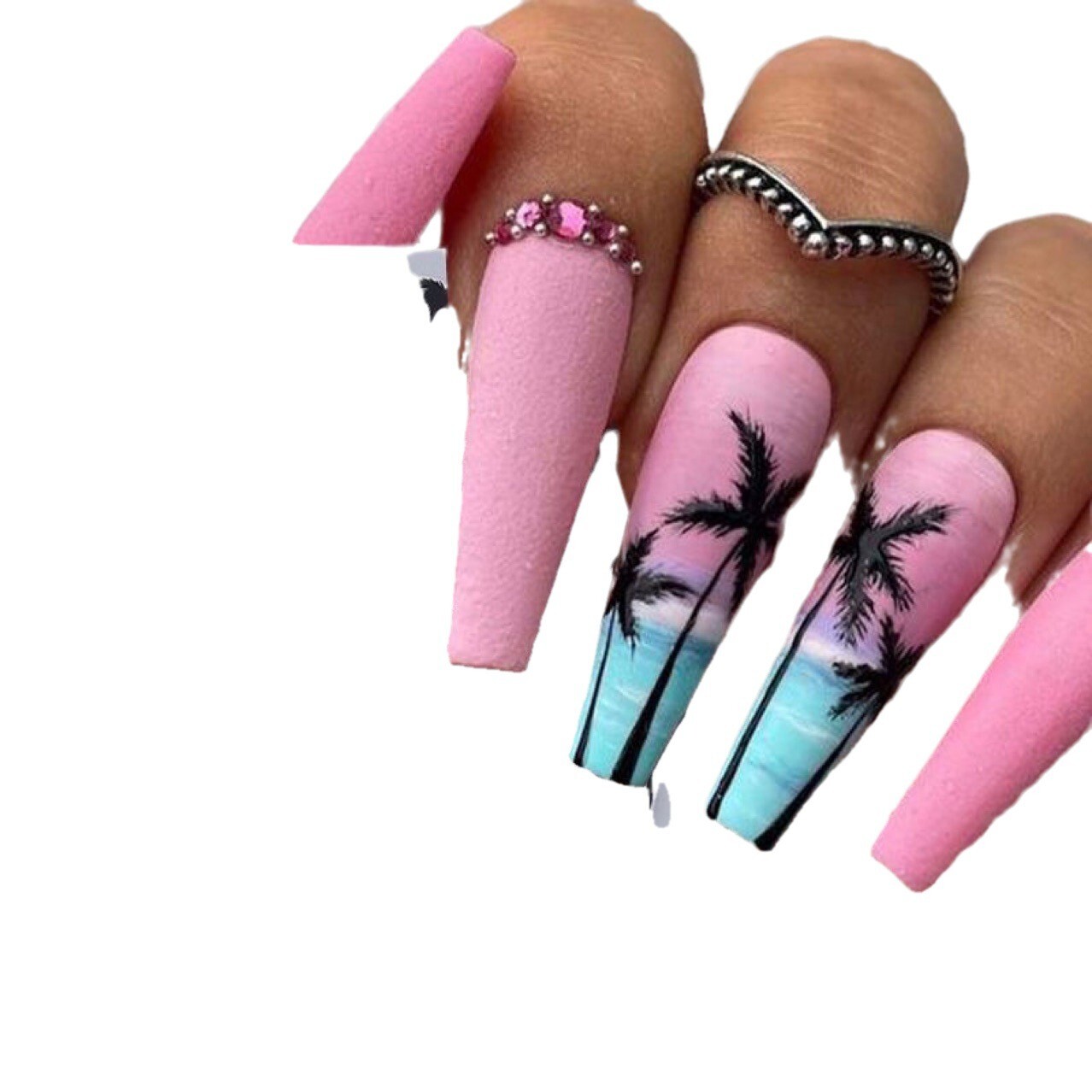 4Sheets Summer Beach Nail Art Stickers Palm Coconut Tree Birds Moon SO240 NH28