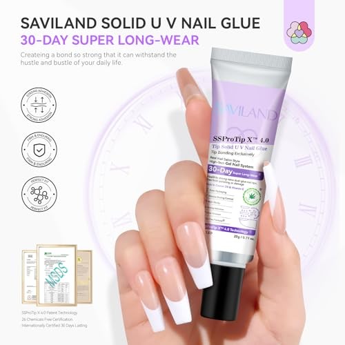 SAVILAND Solid Nail Glue Gel: 30-Day Lasting Strong Adhesive for Press On Nails