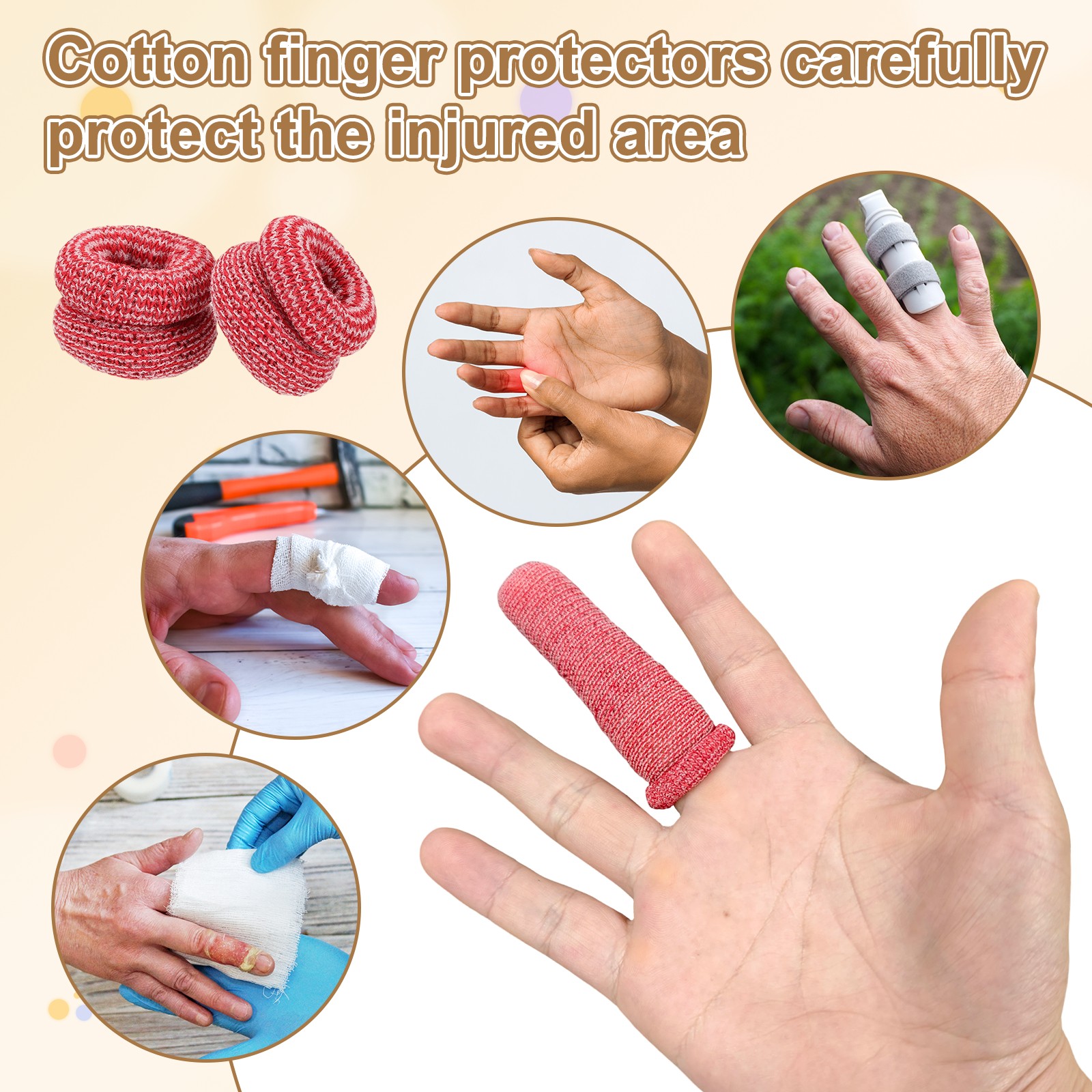 10 PCS Cotton Finger Bandages Finger x 1.5 cm Tip，32 Bandages Protectors, Pink
