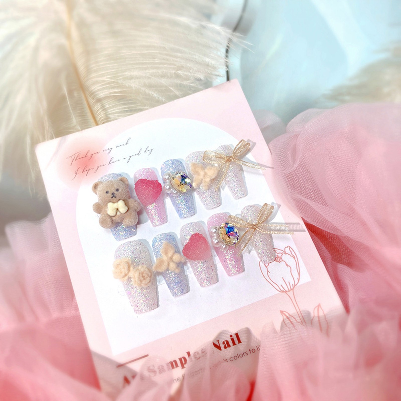 Press on Nail Tips Full Collection Assorted Bow Design for Women Boxed U29