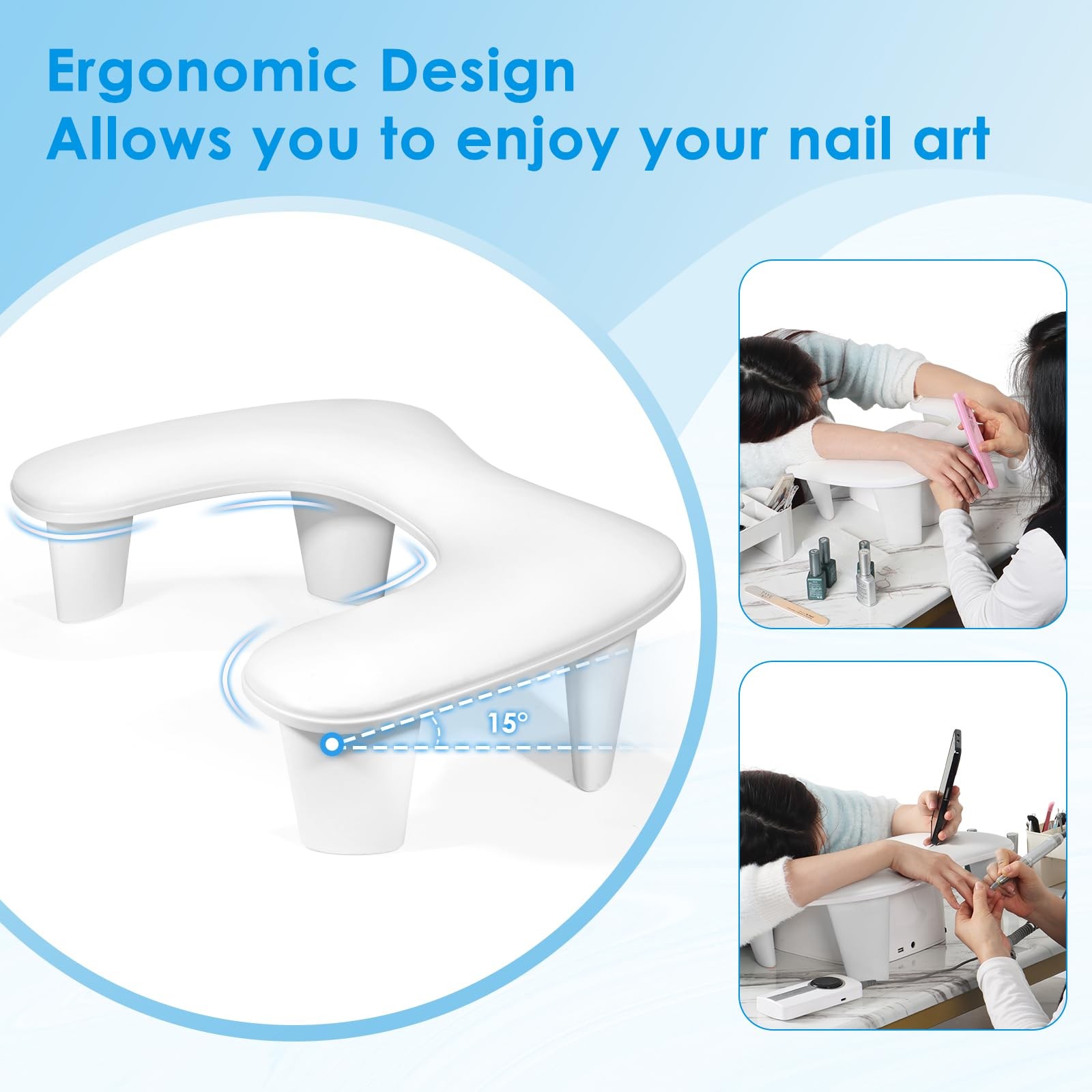 LIONVISON Arm Rest for Nails Tech U Shaped – Comfortable Manicure Nail Hand R…