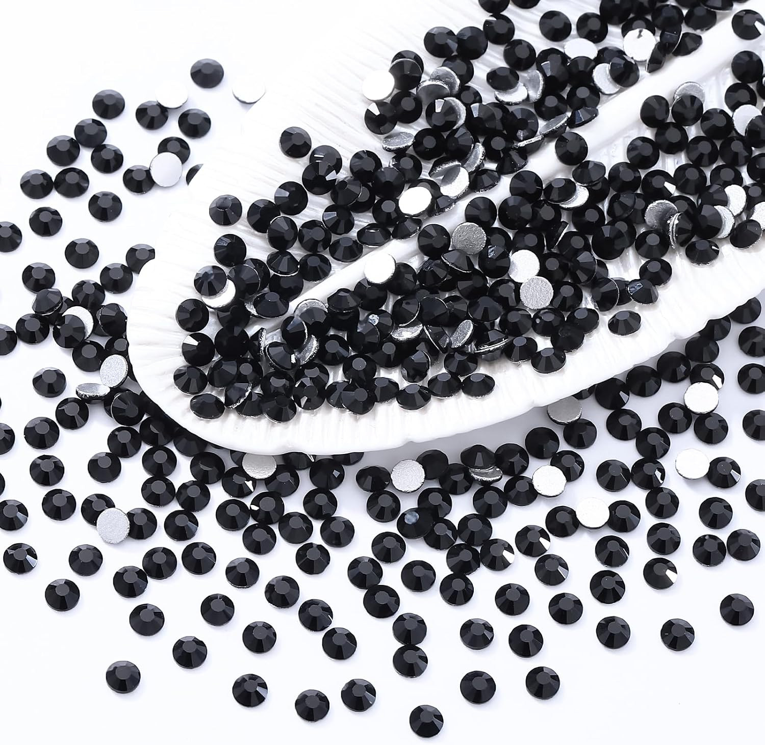 Black Flatback Rhinestones, Glass Rhinestones for Nail Art and Craft, Glue Fix,