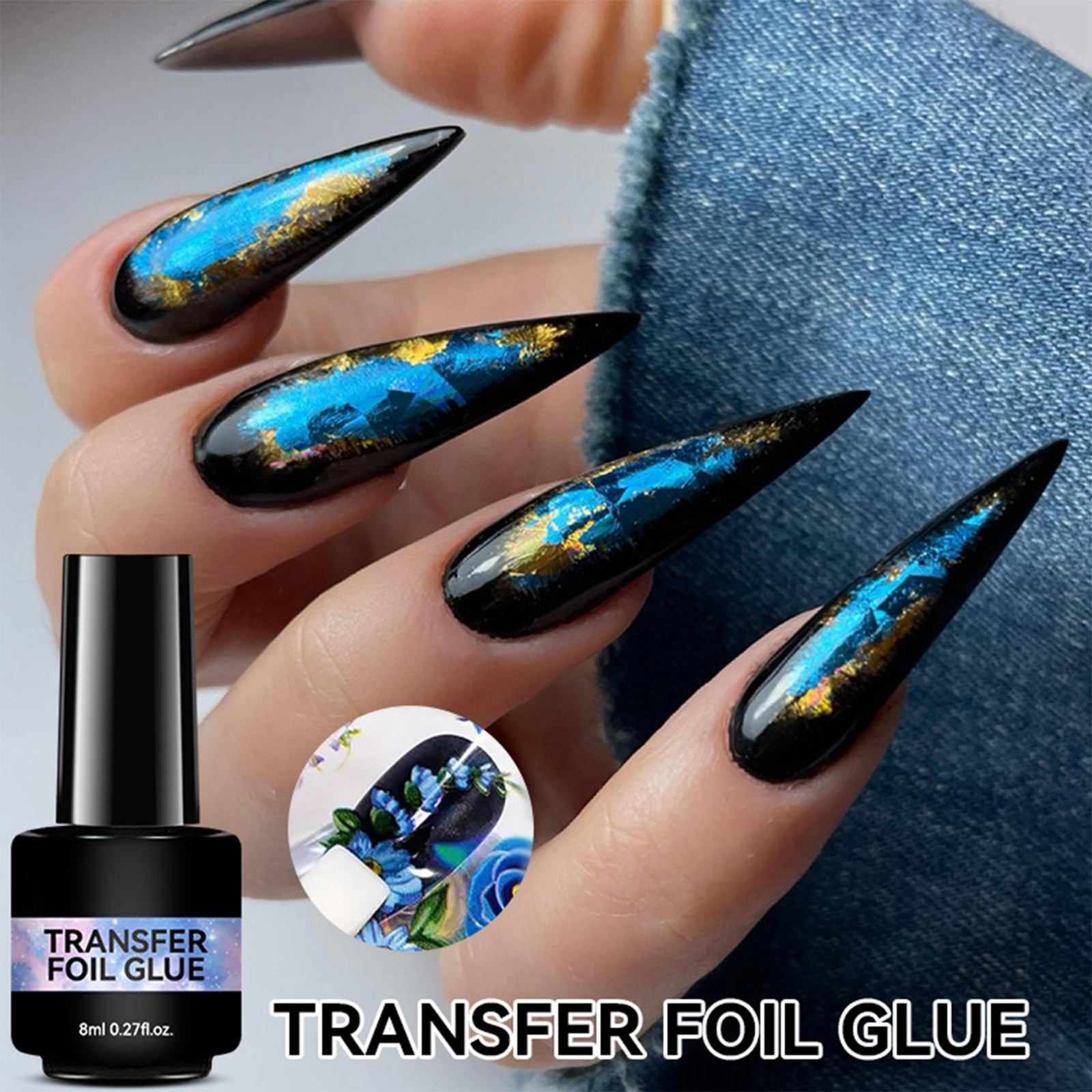 `Nail Art Foil Glue Gel 8ml UV Lamp Needed Adhesion Transfer Gel Starry Strong