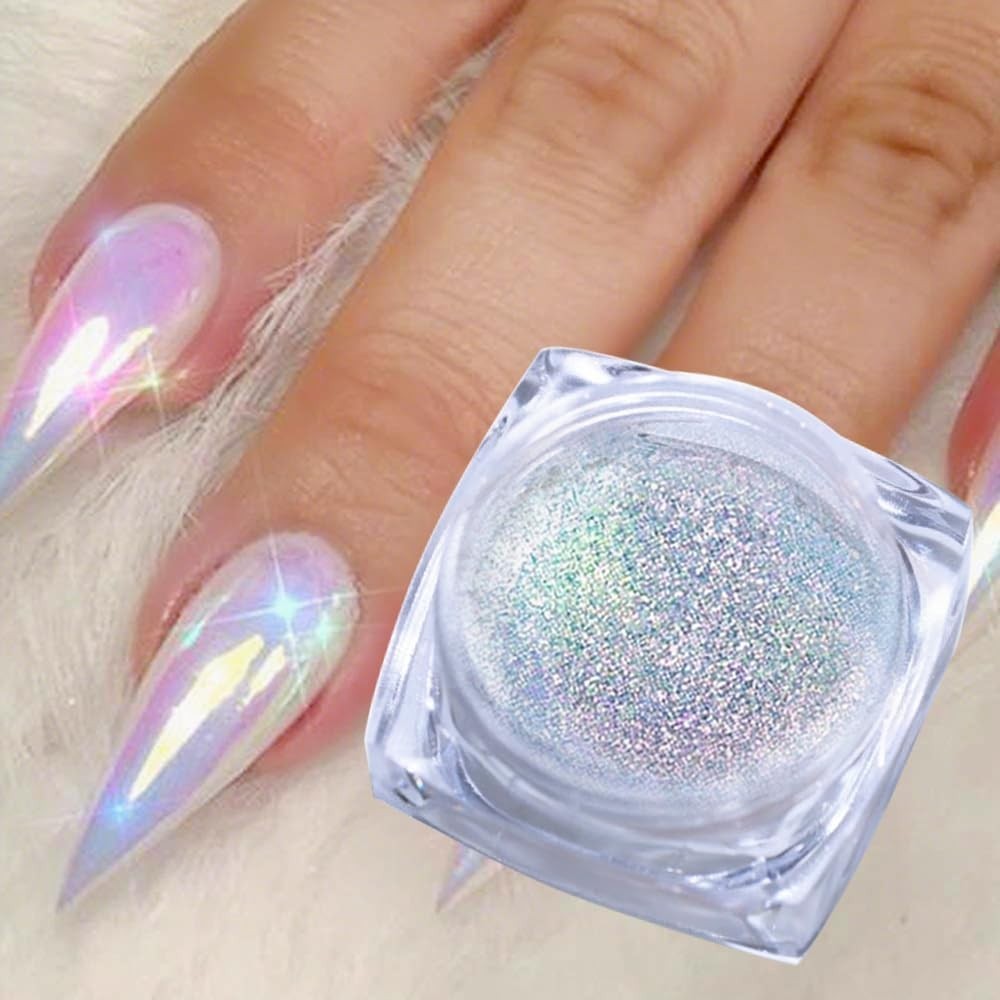 1 Box Neon Holographic Nail Glitter with Sponge Stick – Art for All Levels