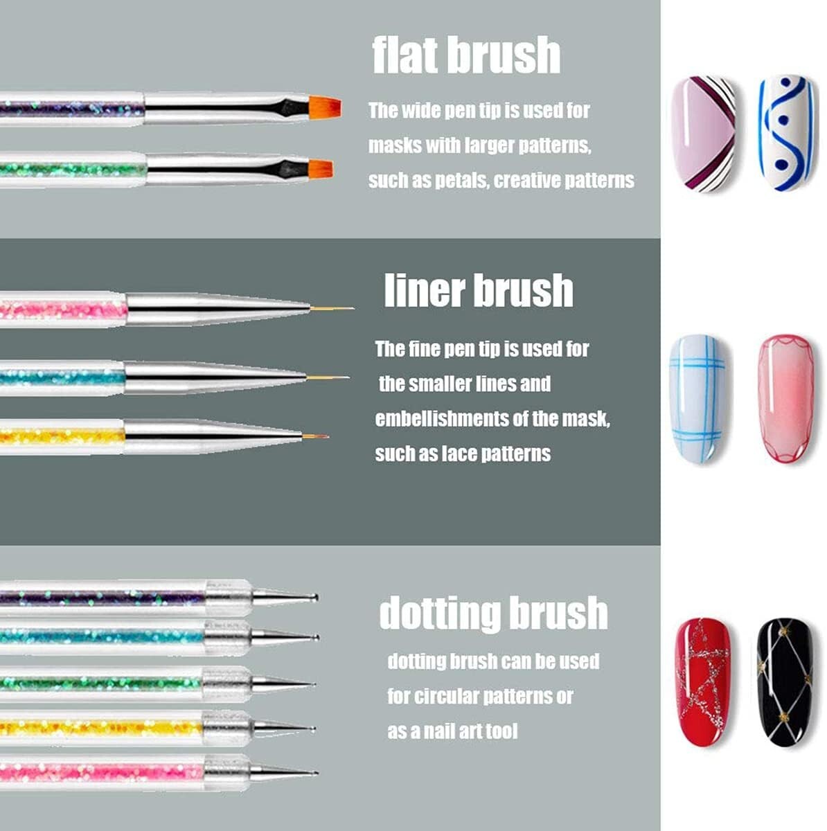 5 X Pcs Nail Art Dotting Tool Pen Brush Painting Drawing Polish Double Ended Set