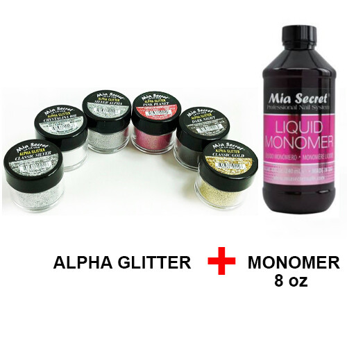Mia Secret Monomer 8 oz with 6 Colors Set Nail Art Powder Selection (Pick Yours)