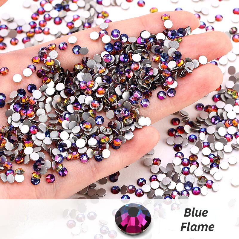 1440 Flame Glass Crystal Nail Art Rhinestones Flat Back Gems 3D Nail Tips Decor