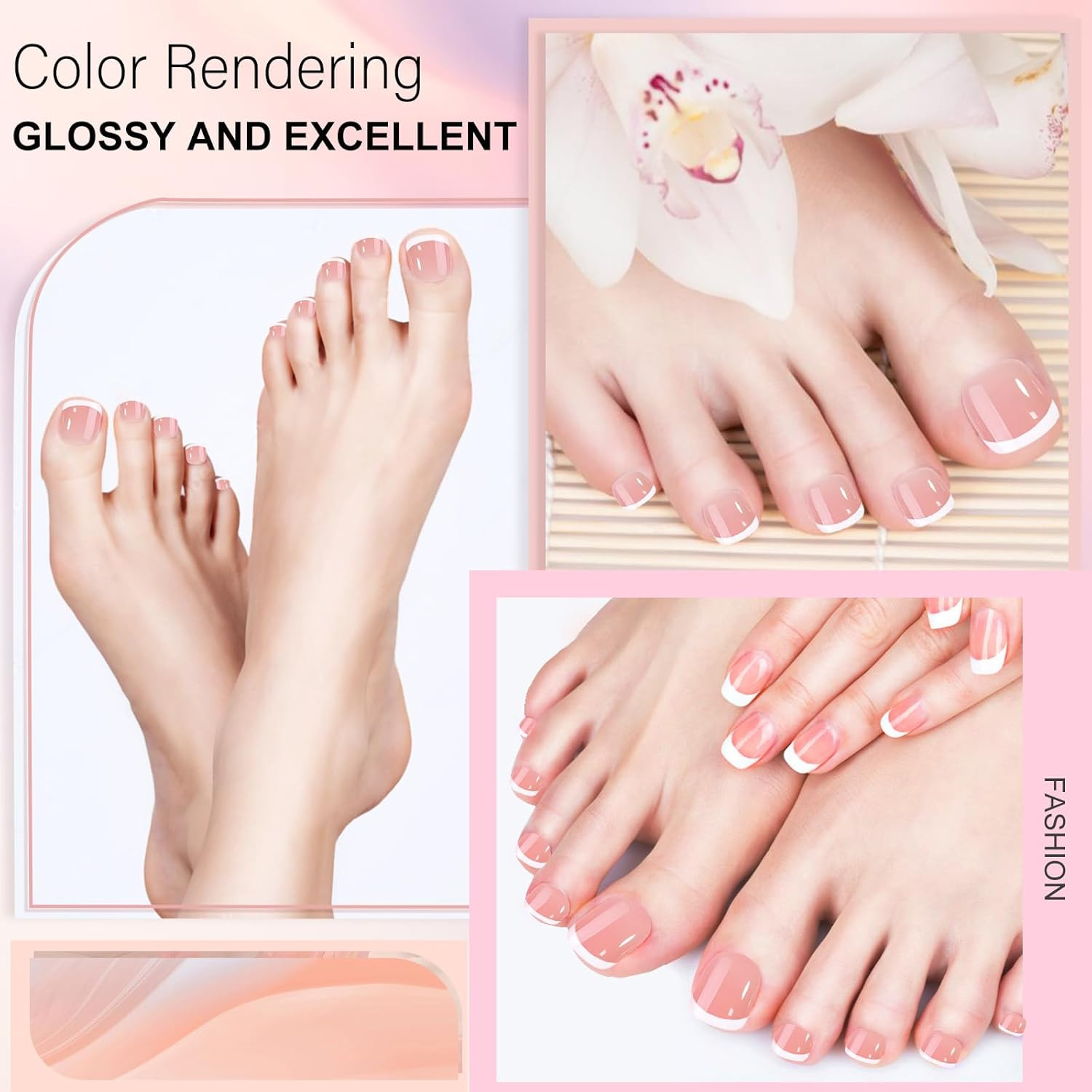 Press on Toenails French Tip Toe Nails 120Pcs Soft Gel X Toe Nail Tips Short Toe